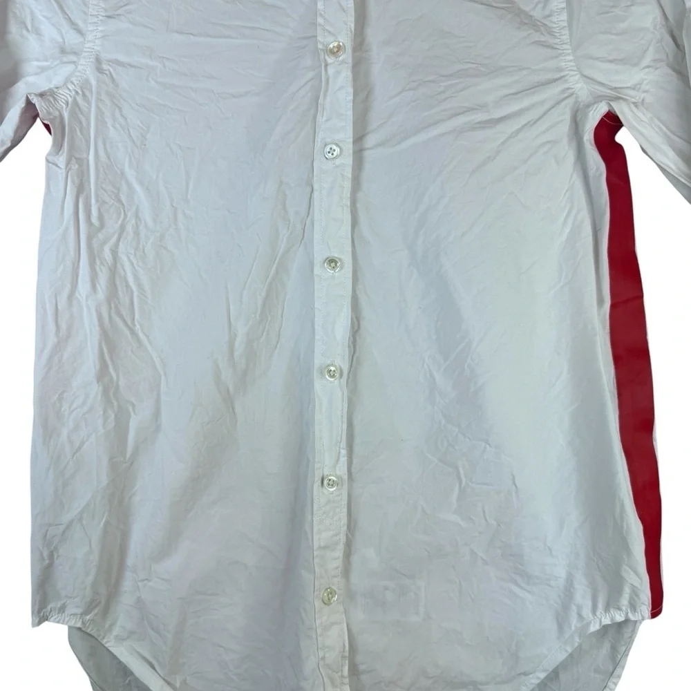 J. Crew Woman’s White Button Down Shirt with Red Accent Stripe